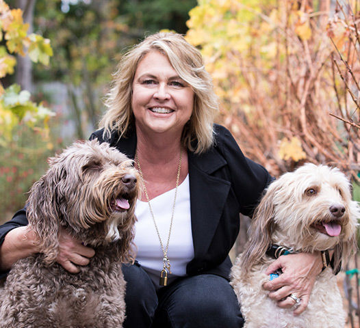 Donna Shealor with two dogs